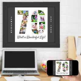 FotoCollage in 70 Form für 70. Geburtstag Poster