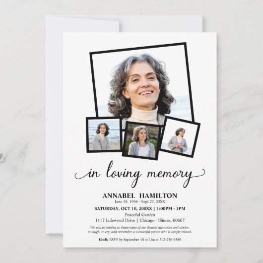 FotoCollage in Love Memory Feier des Lebens Einladung (Vorderseite)