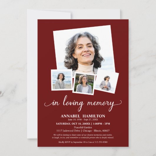 FotoCollage in Love Memory Feier des Lebens Einladung (Vorderseite)