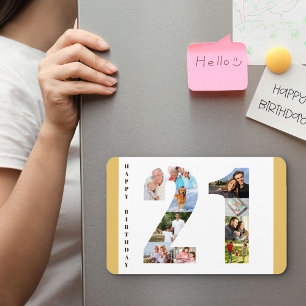 FotoCollage in Number 21 Happy 21. Geburtstag Magnet