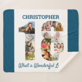 FotoCollage in Nummer 18 Form für den 18. Geburtst Sherpadecke (Vorderseite (Horizontal))