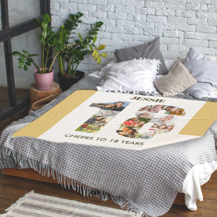 FotoCollage in Nummer 18 Neutral 18. Geburtstag Sherpadecke