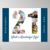 FotoCollage in Nummer 21 Form für den 21. Geburtst Poster (Vorne)