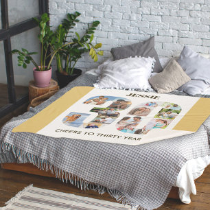 FotoCollage in Nummer 30 Neutral 30. Geburtstag Sherpadecke