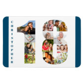 FotoCollage in Zahl 18 - 18. Geburtstag Magnet (Horizontal)