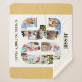 FotoCollage in Zahl 30 Neutral 30. Geburtstag Sherpadecke (Vorderseite)