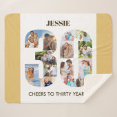 FotoCollage in Zahl 30 Neutral 30. Geburtstag Sherpadecke (Vorderseite (Horizontal))