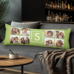 Fotocollage Individuelles Monogramm - Limettengrün Seitenschläferkissen