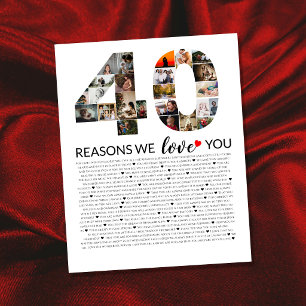 Fotocollage Jubiläum 40 Gründe warum wir uns liebe Poster