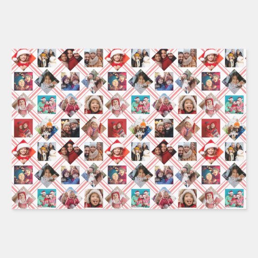 Fotocollage Karierte Wrapping Paper Sheets Geschenkpapier Set (Vorderseite)