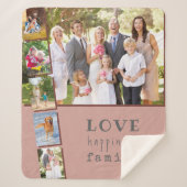Fotocollage Liebe Glücksfamilie Rosa Maroon Sherpadecke (Vorderseite)