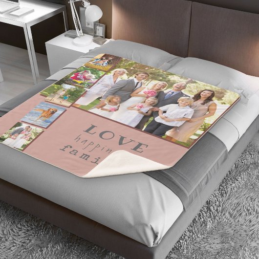 Fotocollage Liebe Glücksfamilie Rosa Maroon Sherpadecke