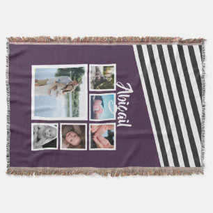 FotoCollage Lila Streifen Einzigartig Personalisie Decke