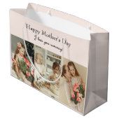 FotoCollage & Message - Personalisiertes Geschenk Große Geschenktüte (Rückseite Schrägansicht)