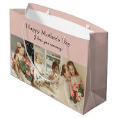 FotoCollage & Message - Personalisiertes Geschenk Große Geschenktüte (Rückseite Schrägansicht)