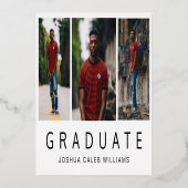 Fotocollage Minimalistisch Graduation Party Gold Folieneinladung (Rückseite)