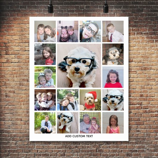 FotoCollage mit 17 Fotos - kann Farbe bearbeiten Poster