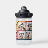 FotoCollage mit 4 Fotos Farbenfrohe Retro Streifen Trinkflasche (Rückseite)