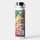 FotoCollage mit 4 Fotos Farbenfrohe Retro Streifen Trinkflasche (Rückseite)