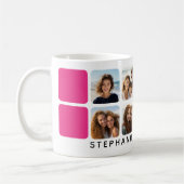 FotoCollage mit 8 Fotos und Hot-Pink-Akzenten Kaffeetasse (Links)