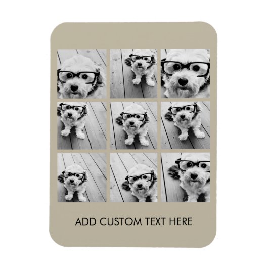 FotoCollage mit 9 quadratischen Fotos - Taupe Magnet (Vertikal)