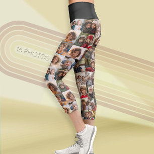 FotoCollage mit bis zu 16 Fotos - schwarz Capri Leggings
