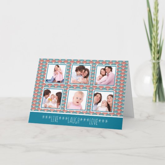FotoCollage mit dekorativem Lüftermuster Karte (Vorderseite)