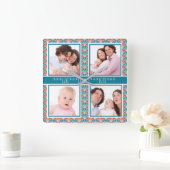 FotoCollage mit dekorativem Lüftermuster Quadratische Wanduhr (Zuhause)
