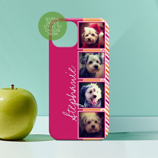 FotoCollage mit Hot Pink und Orange Chevrons Case-Mate iPhone Hülle