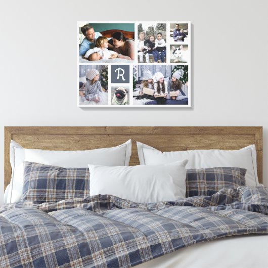 FotoCollage Mit Monogramm 7 Bilder weiß Leinwanddruck (Insitu (Schlafzimmer))