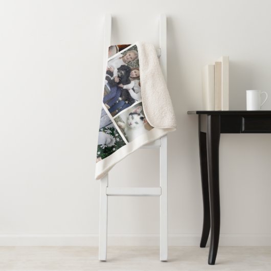 FotoCollage Mit Monogramm 7 Bilder weiß Sherpadecke (Beispiel)