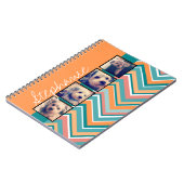 FotoCollage mit Orange und Aquamarinen Chevronen Notizblock (Linke Seite)