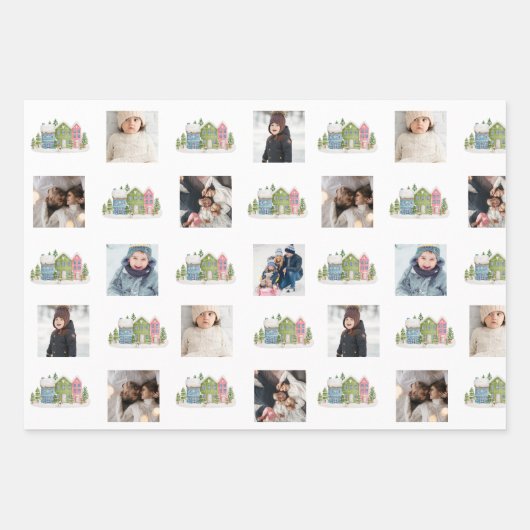 FotoCollage mit Schneehäusern Geschenkpapier Set (Vorderseite 3)