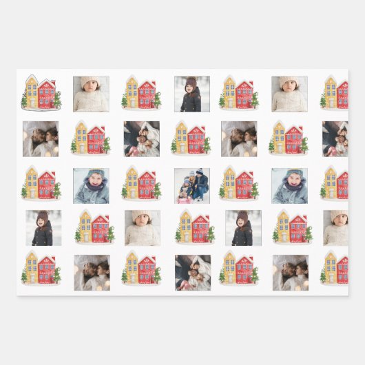 FotoCollage mit Schneehäusern Geschenkpapier Set (Vorderseite 2)
