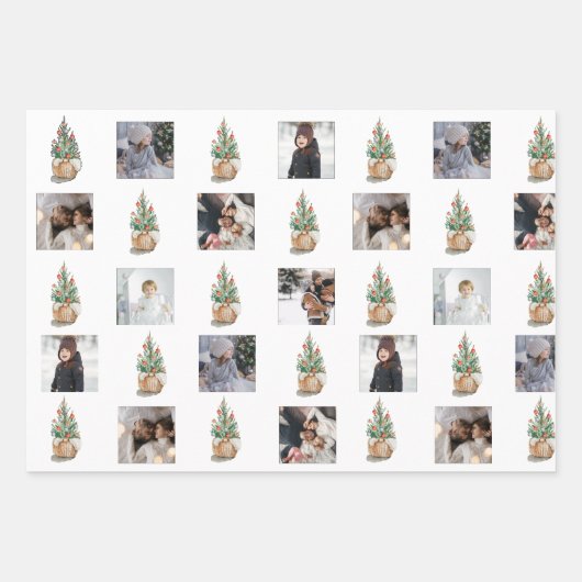 FotoCollage mit Wasserfarbelementen zu Weihnachten Geschenkpapier Set (Vorderseite 2)