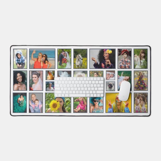 FotoCollage Modern White Personalisiert 25 Pic Schreibtischunterlage (Tastatur & Maus)