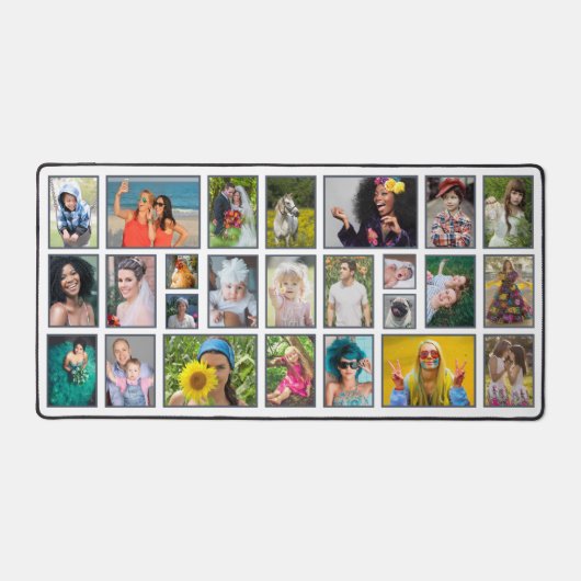 FotoCollage Modern White Personalisiert 25 Pic Schreibtischunterlage (Vorderseite)