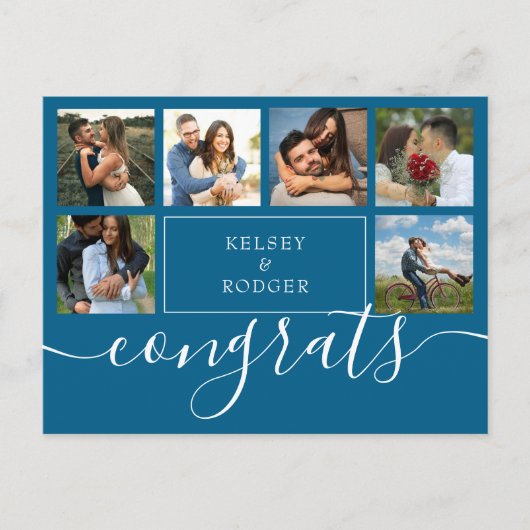 FotoCollage Moderne Glückwunsch Aquamarin Blue Postkarte (Vorderseite)