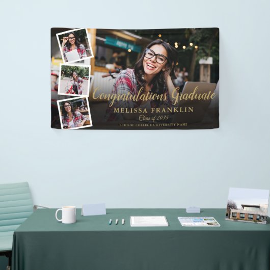 Fotocollage Moderne Gold Graduation Party Banner (Messeveranstaltung)