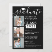 Fotocollage Moderne Graduation Party Schwarz 2022 Einladung (Vorderseite)