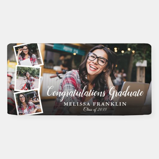 Fotocollage Moderne Graduierungsparty Banner (Horizontal)