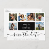 FotoCollage Moderne Hochzeiten speichern das Datum Postkarte (Vorne/Hinten)