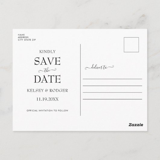 FotoCollage Moderne Hochzeiten speichern das Datum Postkarte (Rückseite)