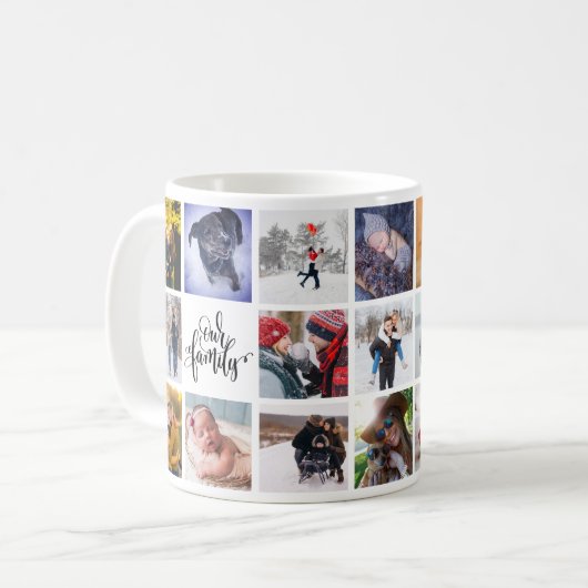 Fotocollage Moderne unsere Familie Kaffeetasse (Vorderseite Links)