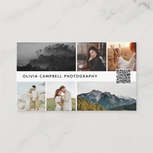 Fotocollage Moderner einfacher QR-Code Visitenkarte (Vorderseite)