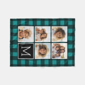 FotoCollage - Monogram Aquamarin Black Buffalo Kar Fleecedecke (Vorderseite (Horizontal))