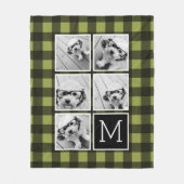 FotoCollage - Monogram Olive Black Buffalo Kariert Fleecedecke (Vorderseite)
