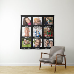 FotoCollage   Name Memory Aid for Dementia Wandteppich