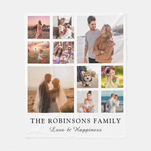 FotoCollage + Name Weiße Fleece (Vorderseite)