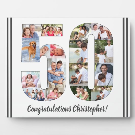 FotoCollage, Nummer 50 Geburtstag Fotoplatte (Vorderseite)